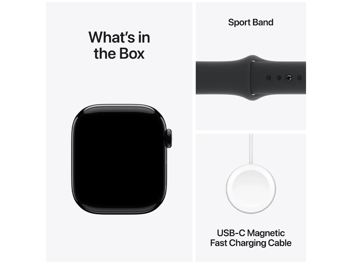 Apple Watch Series 10 42mm - Diamantzwart Aluminium - Zwart Sportbandje