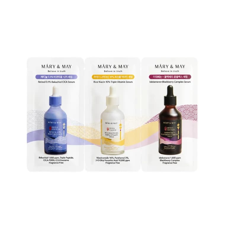 Mary & May Seoul Edition Serum Trial Mini Pack – Mini Serum Set voor Hydratatie, Glow & Verzorging