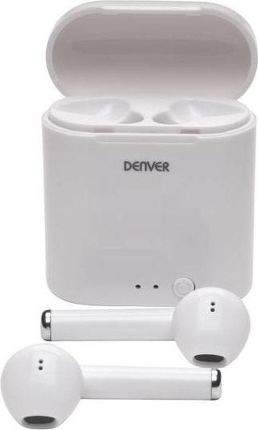 Denver Draadloze Oordopjes met Oplaad Case - Earbuds Wireless - Bluetooth - TWE36 - Wit