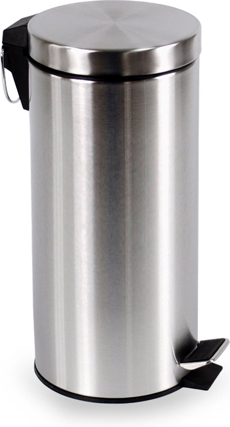 BRASQ Pedaalemmer 30 Liter - RVS - PB130 - Prullenbak met uitneembare Pedaalemmer - Prullenbak - Vuilnisbak - Vuilbak - Afvalbak