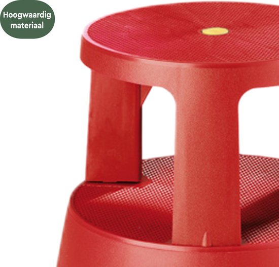 BRASQ Opstapkrukje Rood ST200 - Verrijdbaar - Draagvermogen 150 kg - Opstapkruk - Opstapje - Opstapkrukje volwassenen - Olifantenvoet