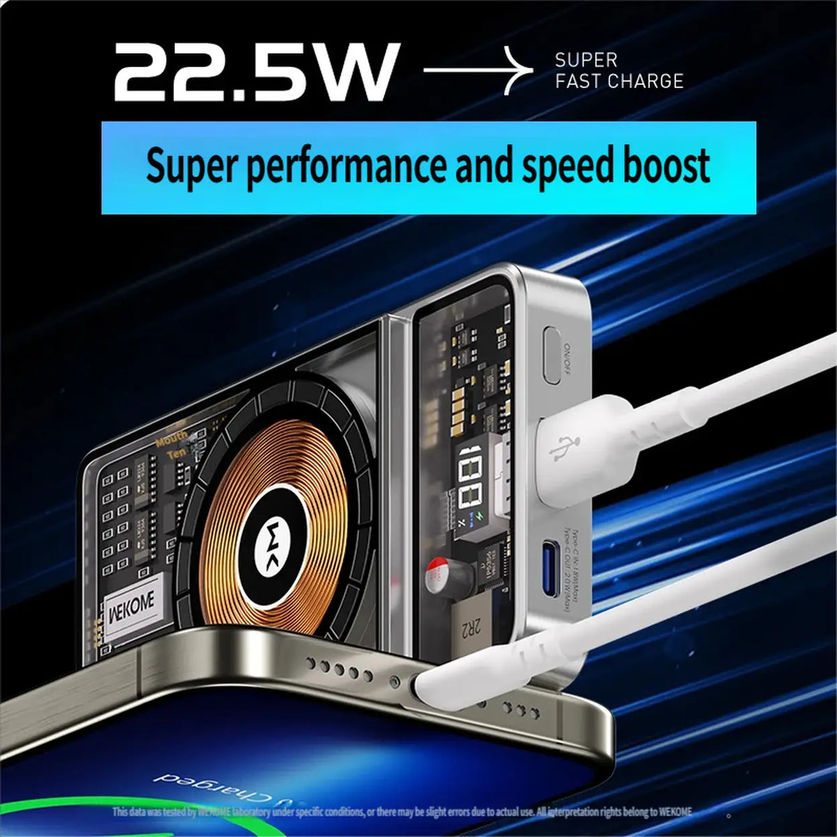 WEKOME Pioneer 10,000 mAh Magnetic Three-in-One Mobile Power Bank WP-38 Suitable for Apple, Huawei, Samsung, and Xiaomi Phones