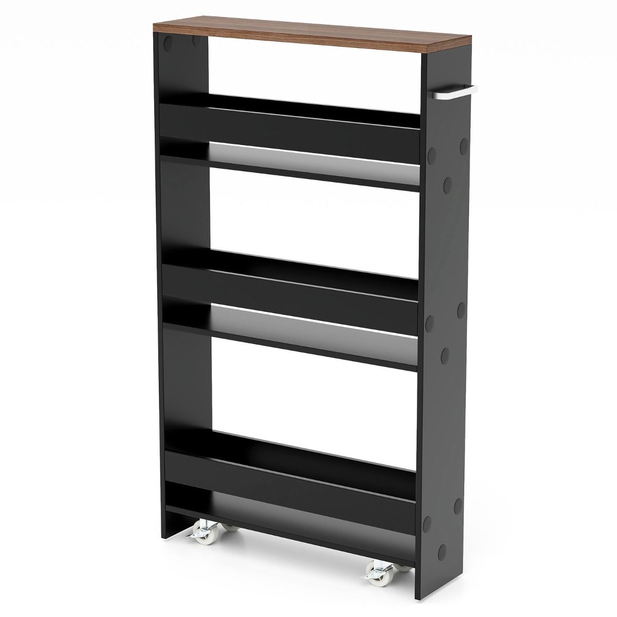 Coast Keukenwagen Op Wielen - 4-Laags - 47.5 x 13 x 80.5 cm - Zwart/Natuur