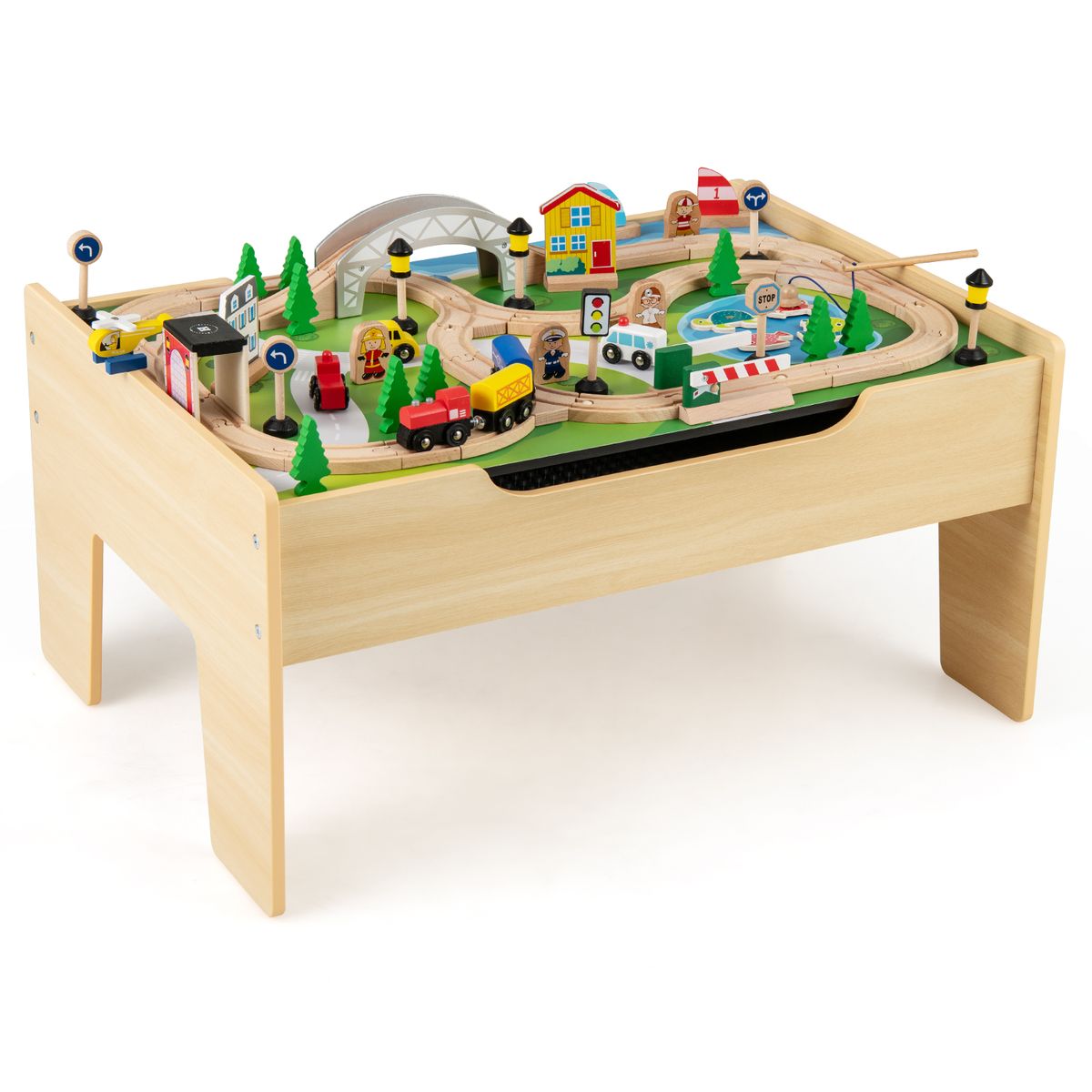 Coast Houten Treintafel voor Kinderen - 5-in-1 Activiteitentafel - 78-delig - Natuurlijk