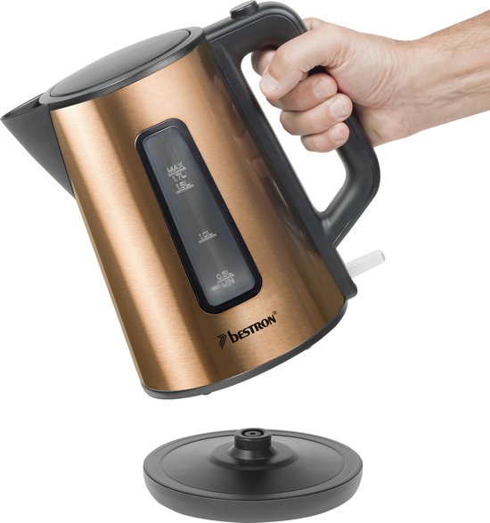 Bestron Waterkoker AWK1000CO - 2200W - 1,7L - Automatisch uitschakelen - Koper - 5 jaar garantie