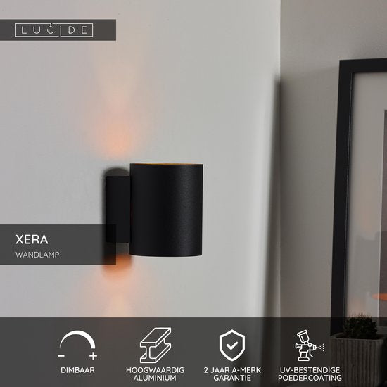Lucide XERA - Wandlamp - Ø 8 cm - 1xG9 - Zwart