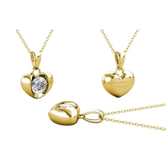 Yolora Dames Ketting met Hanger Hartje - Kalpa Camaka Kristal - Goudkleurig - 18K Geelgoud Verguld - Vrouwen Collier Goud - Sieraden - Halsketting - Luxe Giftbox - Cadeau doos - Geschenkdoos - Mooie Cadeauverpakking - Exclusieve Geschenkverpakking
