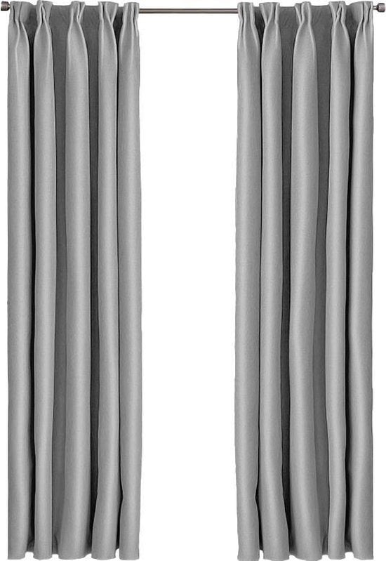 Larson - Luxe effen blackout gordijn - met haken - 3m x 2.5m - Lichtgrijs