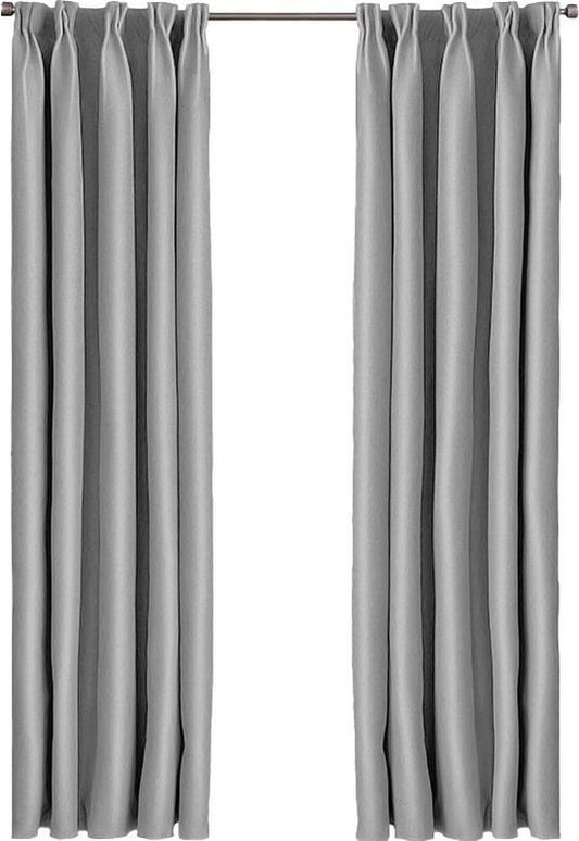Larson - Luxe effen blackout gordijn - met haken - 3m x 2.5m - Lichtgrijs