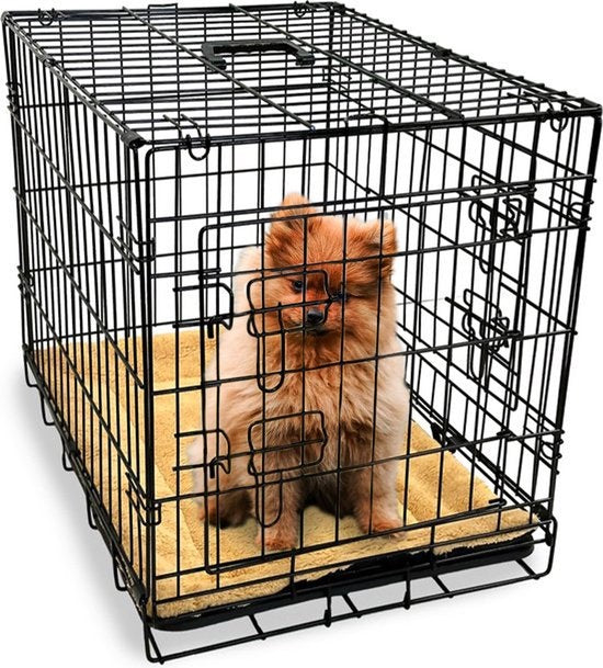 Gopets Hondenbench Opvouwbaar S – Bench – Voor Honden – Incl. Hondenkussen – 2 Deuren – 61 x 43 x 48 cm