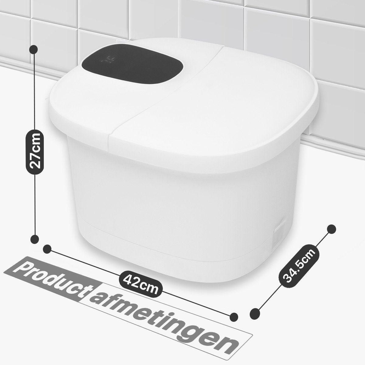 Niceey Massage Voetenbad XXL – Bubbelfunctie – 10 Massage Rollers – Tot 48°C - Infrarood - 12L - Wit