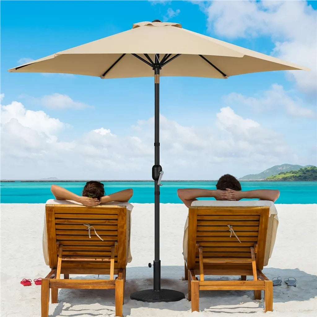 Yaheetech Tuinparasol met Kantelfunctie en Slinger - Lichtbruin - Ø 269 x 241 cm