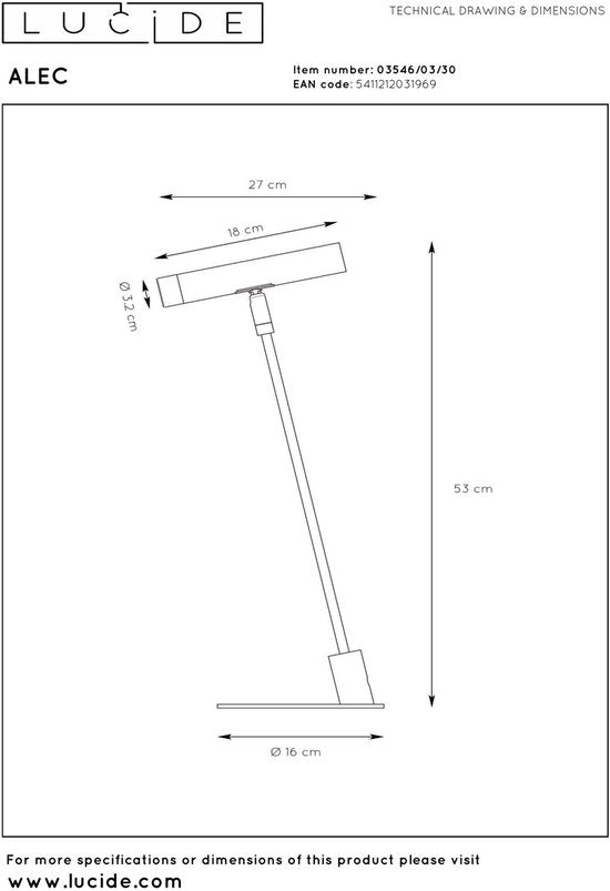 Lucide ALEC - Bureaulamp - LED 3 StepDim - G9 - 1x3W 2700K - Inclusief omwisselbare ringen - Zwart