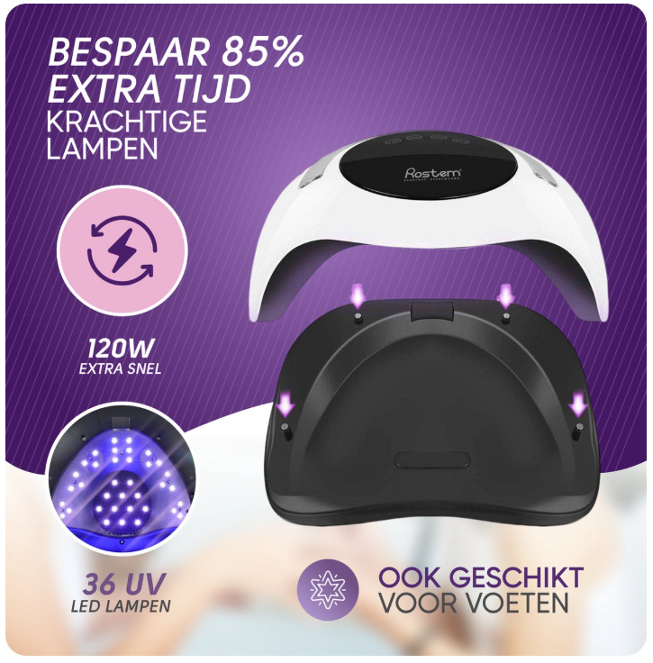 Rostem 120 Watt UV LED Nageldroger - Nagellamp - LED Lamp - Lange Snoer - Wit