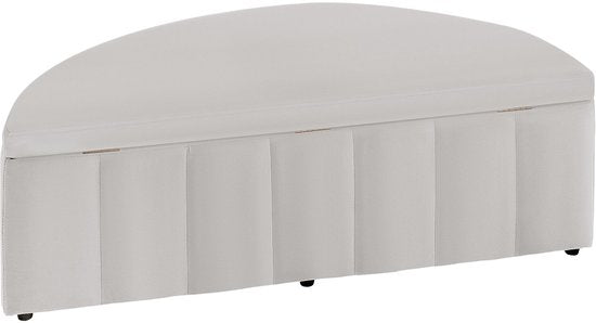 tectake® Gestoffeerde Bank Moon - Hocker met Opbergruimte - Groot Opbergvak - Halve Maan Vorm - Zitbankje - 108 x 48 x 38,5 cm - Draagkracht 150 kg - Fluweel Taupe