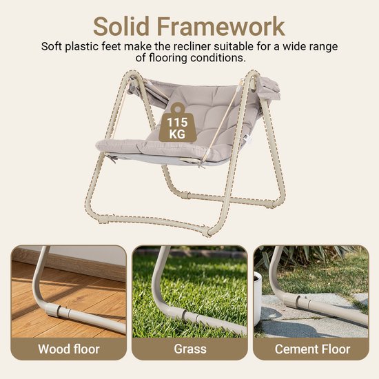 SoBuy OGS62-MI Schommelstoel met verstelbare parasol - Voor Binnen en Buiten - hangmat en Tuinstoel voor buiten - beige, 108 x 126 x 163 cm