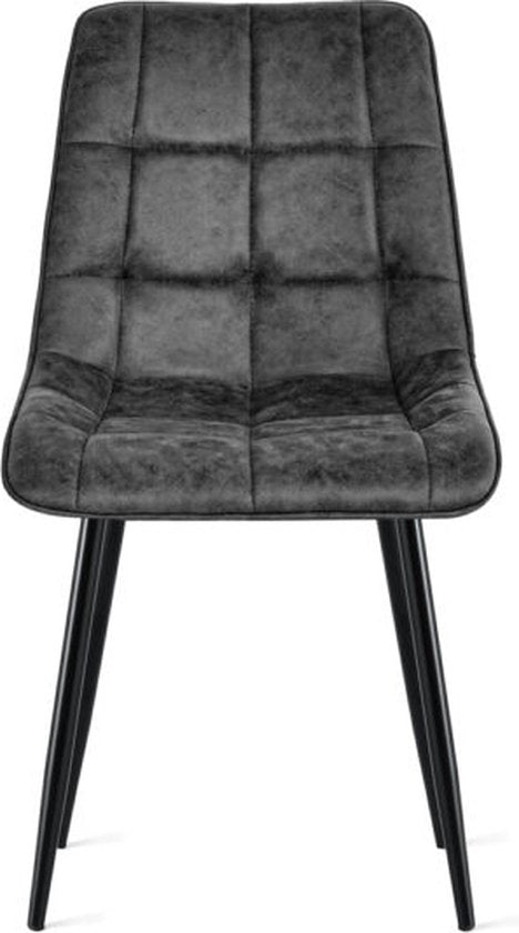 Refurna Eetkamerstoel - Luxe - Microleder - Max. 125 kg - 62 x 51 x 85 cm - Antraciet