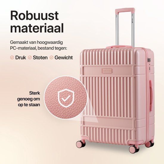 SKYCASES Classic Heritage - Grote Reiskoffer - TSA Slot - 76x52x30 cm - 100L - XL Rolkoffer - 360° geruisloze wielen - Lichtgewicht - Trolley - Roze