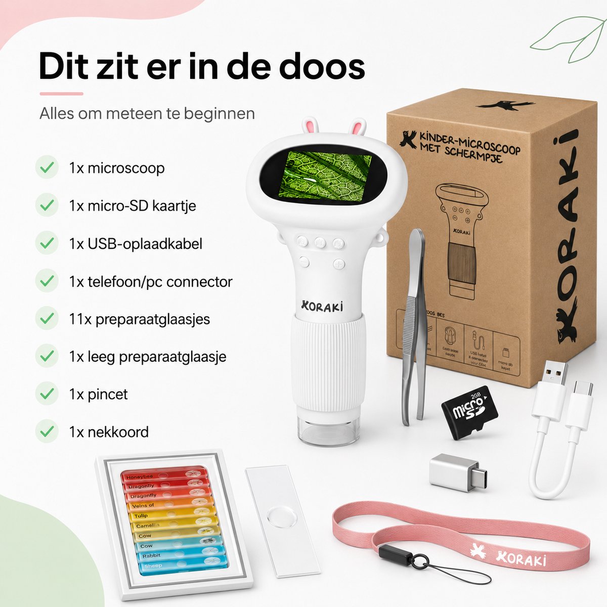 Koraki® Digitale Microscoop voor Kinderen - LCD Scherm - 30x-50x - Camera - Micro-SD