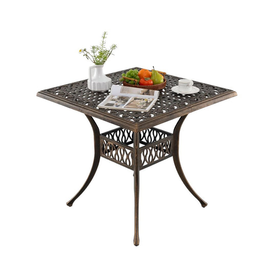 Coast Vierkante Terrastafel - Gegoten aluminium - Parasolgat 4,8 cm - Brons - 80 x 80 x 75 cm