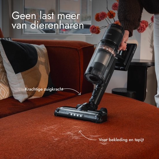 Bloomfold Draadloze Steelstofzuiger Swift – Kruimeldief - Met Laser en Vuildetectie – Krachtige 350W Accustofzuiger voor Dierenharen – Lichtgewicht – 60 min Accu