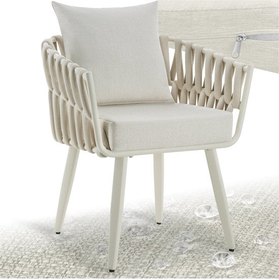 tectake® Tuinstoel Lugano - Loungestoel met Aluminium Frame - Buitenstoel in Rope-Design - Buiten Fauteuil met Dikke Kussens - Voor Tuin of Balkon - Terrasstoel - UV- en Weerbestendig - Antraciet