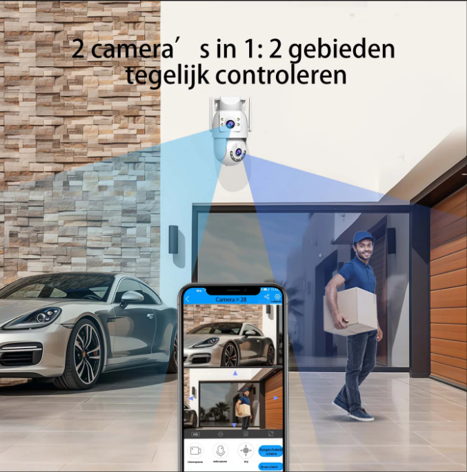 JOOAN Outdoor Full HD Camera with Three Lenses, Convenience Store & Street Surveillance Security Camera, Humand Tracking, 2, 4G and 5G WiFi Smart Camera, H.265/H.264
