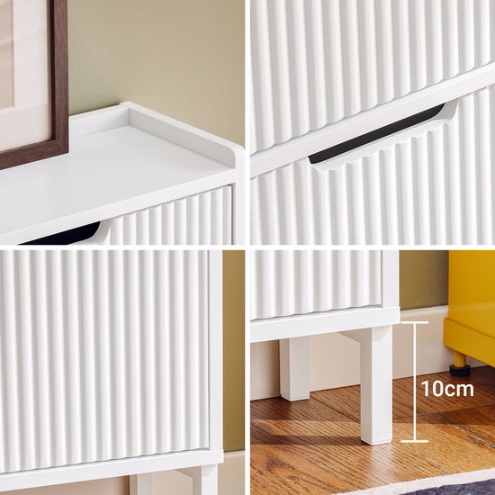 SoBuy FSR177-L-W Schoenenkast Wit - Smal met 4 Kleppen & 8 Planken