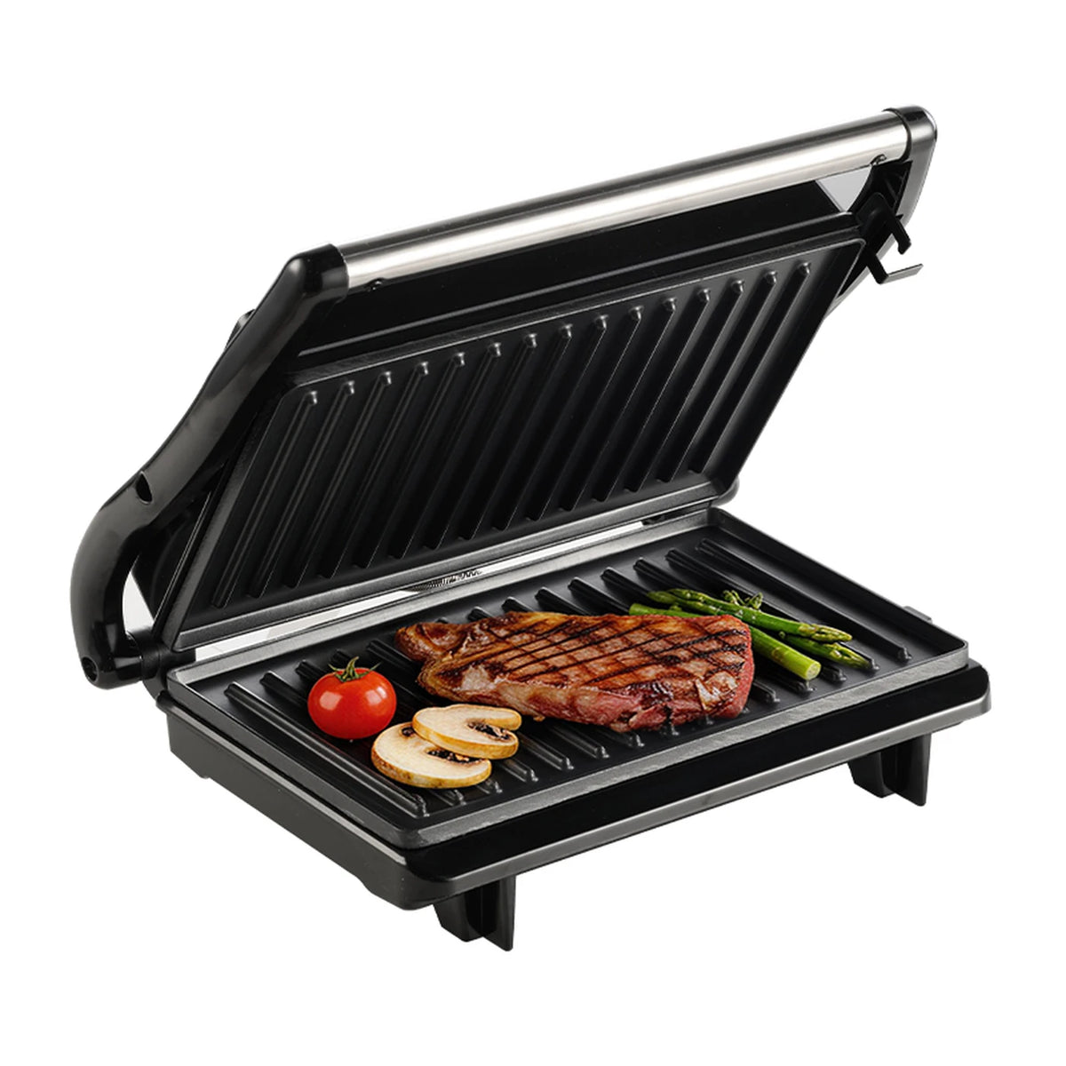 Ochama Contactgrill 800 W - Tosti- en Paninigrill - Antiaanbaklaag - Dubbelzijdige Verwarming - Bakplaten 22,5 x 14 cm