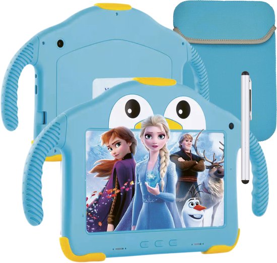Vulpes Goods® Kids - Kindertablet - Tablet Kinderen - Ouder Control App - 100% Kids Proof - 3500 mAh - Android 10 Go - Incl. Ingebouwde Beschermhoes, Screenprotector & Oogbescherming - 32 GB - Met Touchscreen Pen- PRO versie - Blauw
