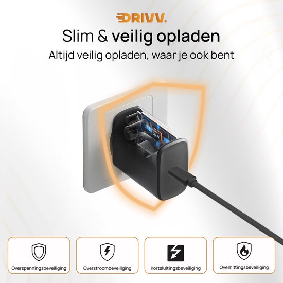 Drivv. USB C Oplader 35W - Snellader USB C - Power Adapter