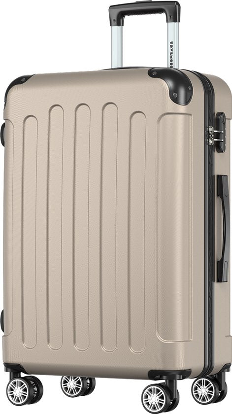 TRVLMORE Reiskoffer 70L – Hardcase ABS – 360° Wielen – Codeslot – Champagne