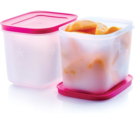 Tupperware Freezer Mates 2 stuks - Diepvriesdozenset -Voedselbakjes voor de vriezer - BPA-vrij - 2 x 1,1 Liter - Roze