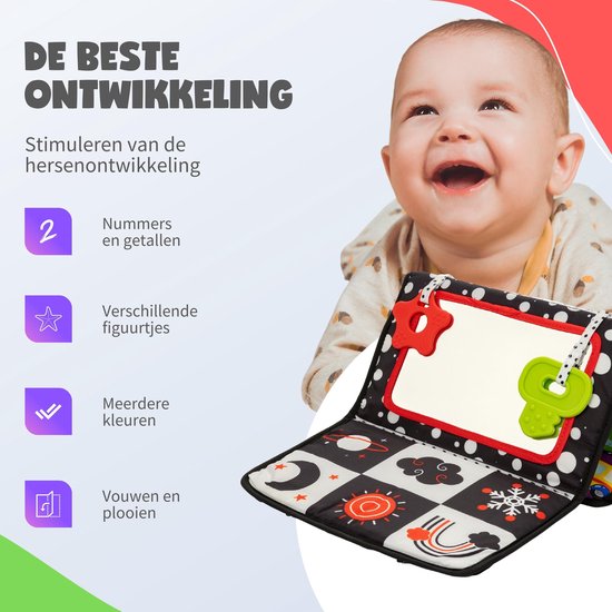 MontiPlay® Buikligtrainer Baby - Knisperboekje Baby - Baby speelgoed 6 maanden - Educatief Speelgoed - Tummy Time - Montessori - Sensorisch