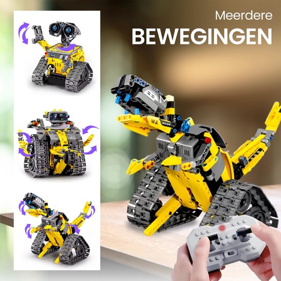 Qualitá® 3 in 1 Robot Bouwpakket - Geel - Robot Speelgoed voor Kinderen - Interactief - STEM & Educatief Speelgoed - Vanaf 7-9 Jaar - Jongens - Programmeerbaar & Bestuurbaar