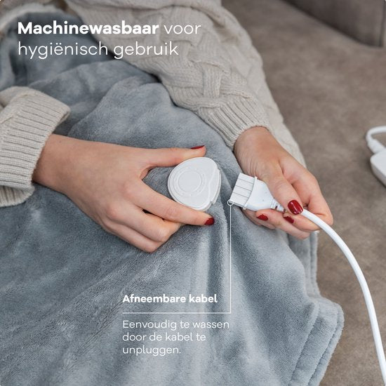 Zenwave Elektrische Deken 180x130cm - Wasmachinebestendige Omslagdeken Grijs - 10 standen Warmtedeken - Ultra Zachte Fleece Warmte Plaid - Elektrische Bovendeken - Kamperen & Outdoor - 1 Persoons