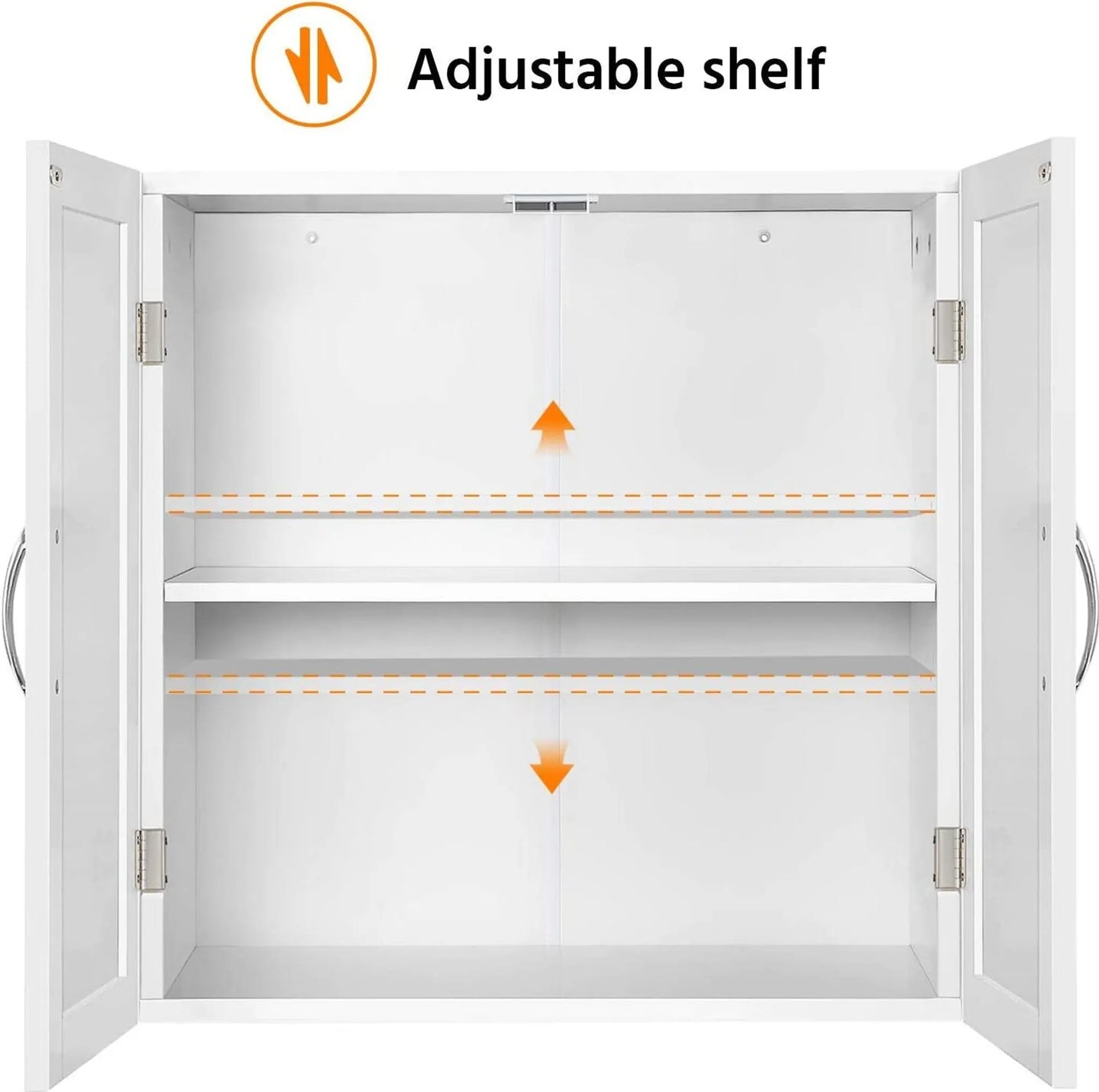 Yaheetech Wandkast Met 2 Deuren – Voorzien Van In Hoogte Verstelbare Planken En Metalen Beslag En Glad Oppervlak – Voor Badkamer Keuken En Slaapkamer – Wit E1 MDF – 59,5 x 31 x 59,5 cm