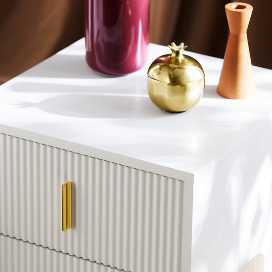 SoBuy 2-delige Nachtkastje met 2 Schuifladen - Bijzettafel - Sofa Bijzettafel - Salontafel - Slaapkamertafel - Bedtafel met 2 Lade voor Woonkamer, Slaapkamer, Kantoor, Wit, 40x40x47cm, FBT115-Wx2