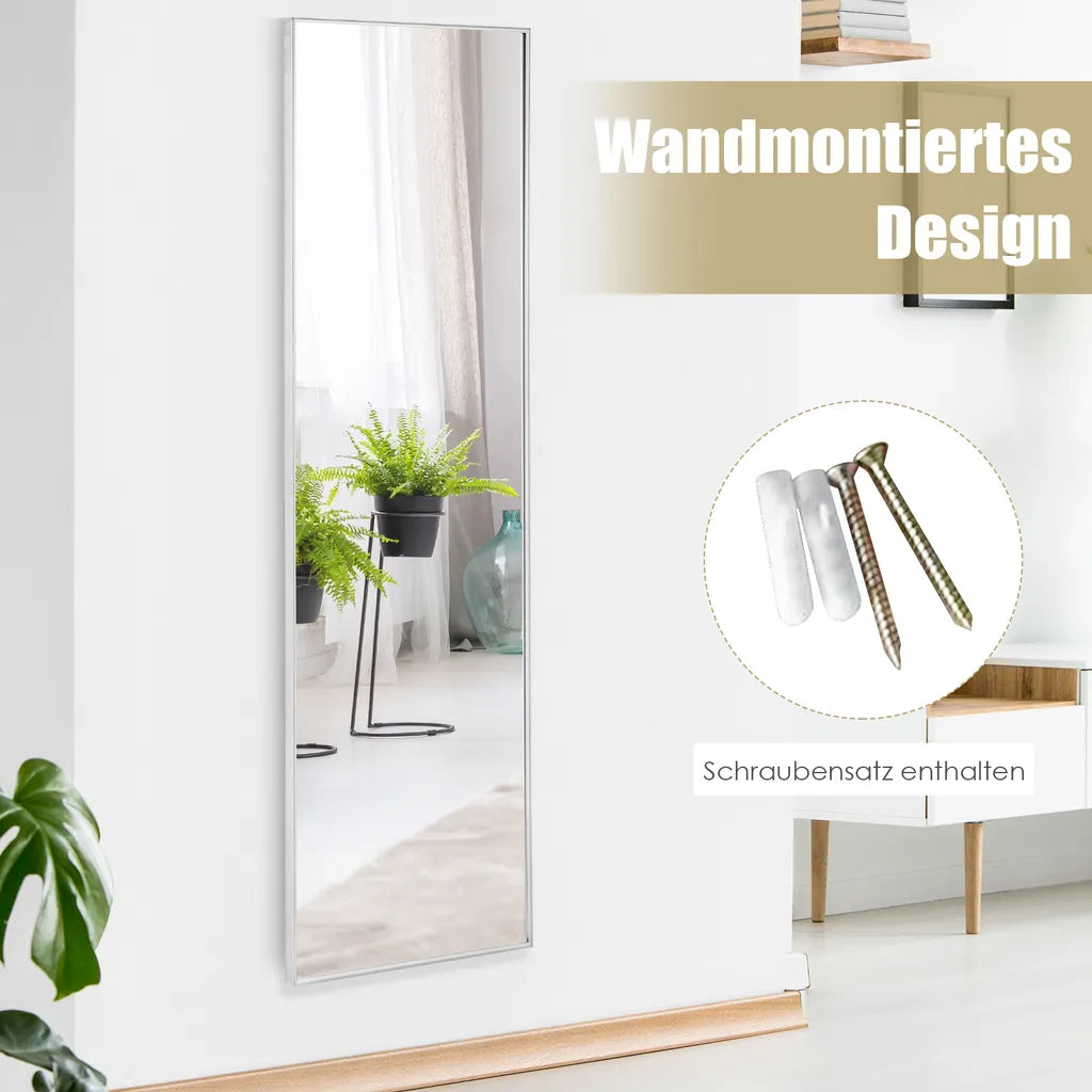 Coast 37 x 120 cm Volledig lichaamsniveau met hoogte -verstelbare hanghaken wandspiegel zilver