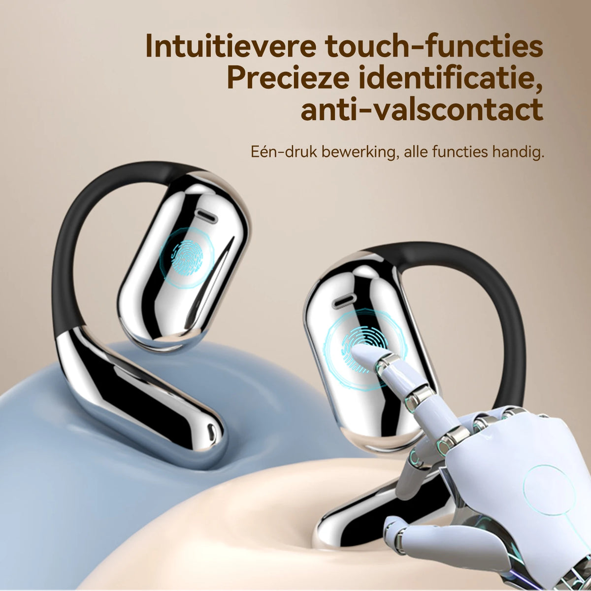 FITTEK YYK Q16 Pro AI Vertaal-Oordopjes - Zilvergrijs - Bluetooth 5.4, ANC, 40u Batterij