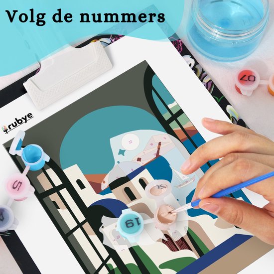 Rubye® Schilderen Op Nummer Volwassenen – Italië – Inclusief Verf en Penselen – Canvas Schildersdoek Zonder Frame - Kleuren op Nummer - Dubbele Set - 15x20cm
