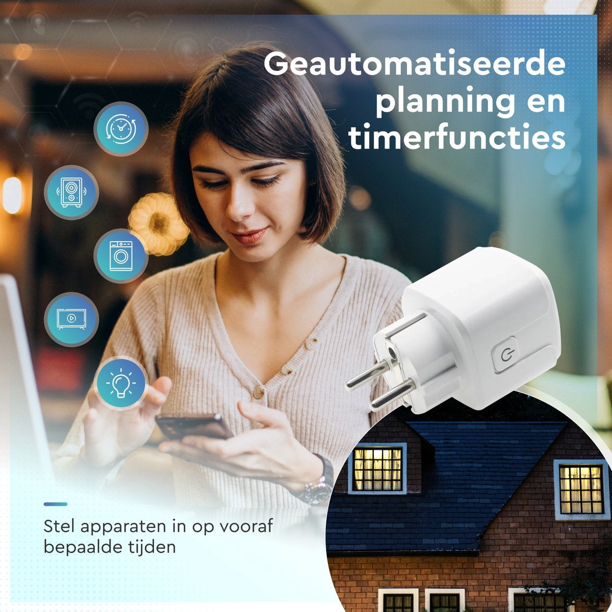 AyeWay Slimme Stekker met Energiemeter - Smart Plug - WiFi Stopcontact - Werkt met Google Home & Alexa - iOS & Android - 1 Stuk