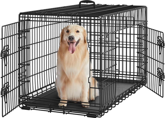Yaheetech Opvouwbare Hondenbench XL - 107 x 66 x 74,5 cm - 2 Deuren met Tussenschot en Uitneembare Bodem - Zwart