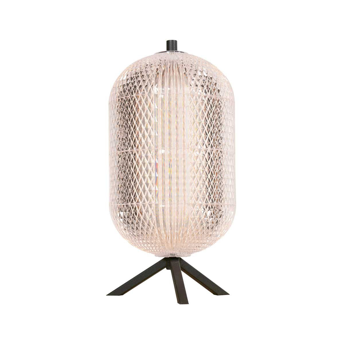 Tafellamp Geripu 3841ZW Ø15cm geribbeld kunststof met led module - Transparant/Zwart - Design - Mexlite