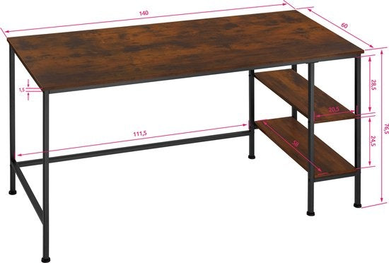 tectake - Bureau Donegal industrial dark computertafel werktafel - 404227