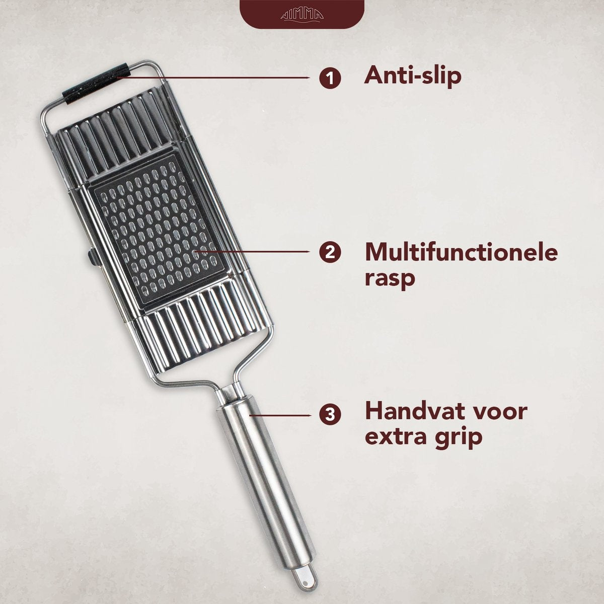 Nimma® Handrasp - 3-in-1 Rasp - Kaasrasp - Gemberrasp - Knoflookrasp - Groentesnijder - Mandoline Opzetstuk - Rvs Rasp