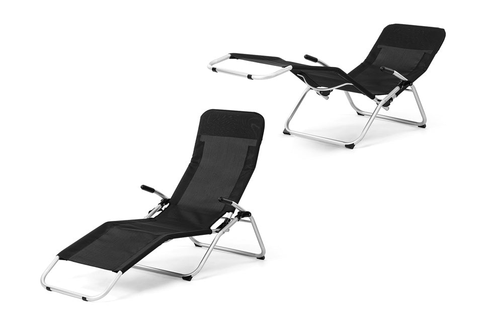 Hortensus Ligstoel - Set van 2 - Max. 110kg - 140 x 61 x 85,5cm Zwart