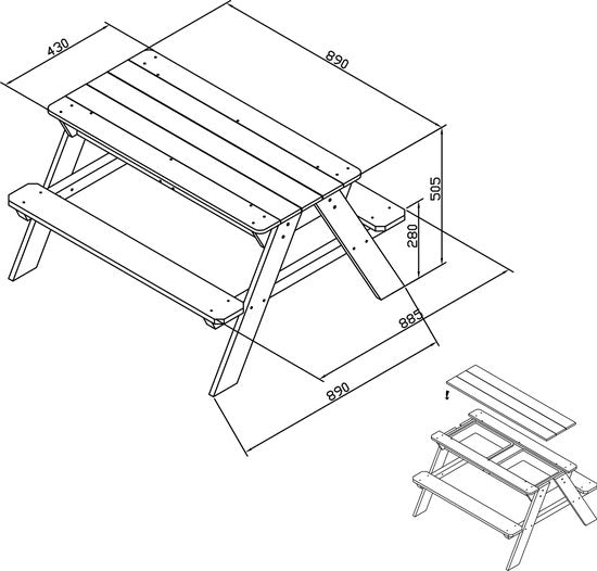 Sunny Dave Zand & Water Picknicktafel in Bruin voor kinderen - Multifunctionele Picknick tafel met 2 uitneembare kunststof bakken - FSC hout