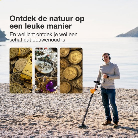 EarthVision Metaaldetector TerraWave - Voor kinderen en volwassenen - Verstelbare hoogte - Waterdicht - Lichtgewicht - Incl. Batterijen en Schep