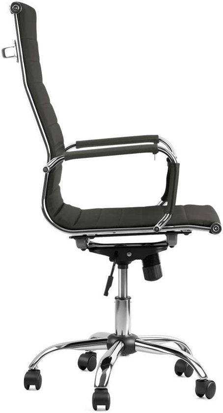 Feel Furniture - Luxe Bureaustoel - Hoge Rugleuning - Donkergrijs met Zilveren Frame